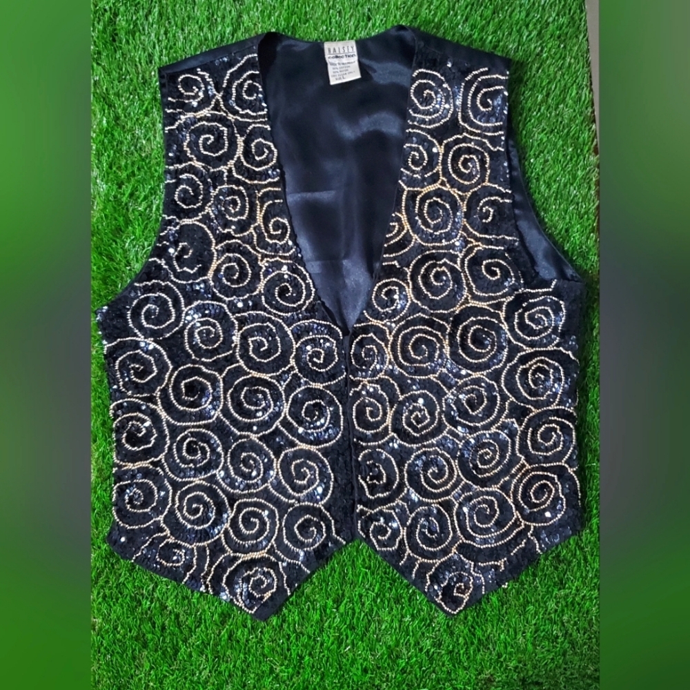 Vintage Halsey Collection Sequin and Bead Vest